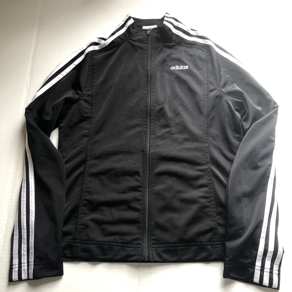 Adidas Black White Three Stripes Track Jackets Women's Sz M A1371